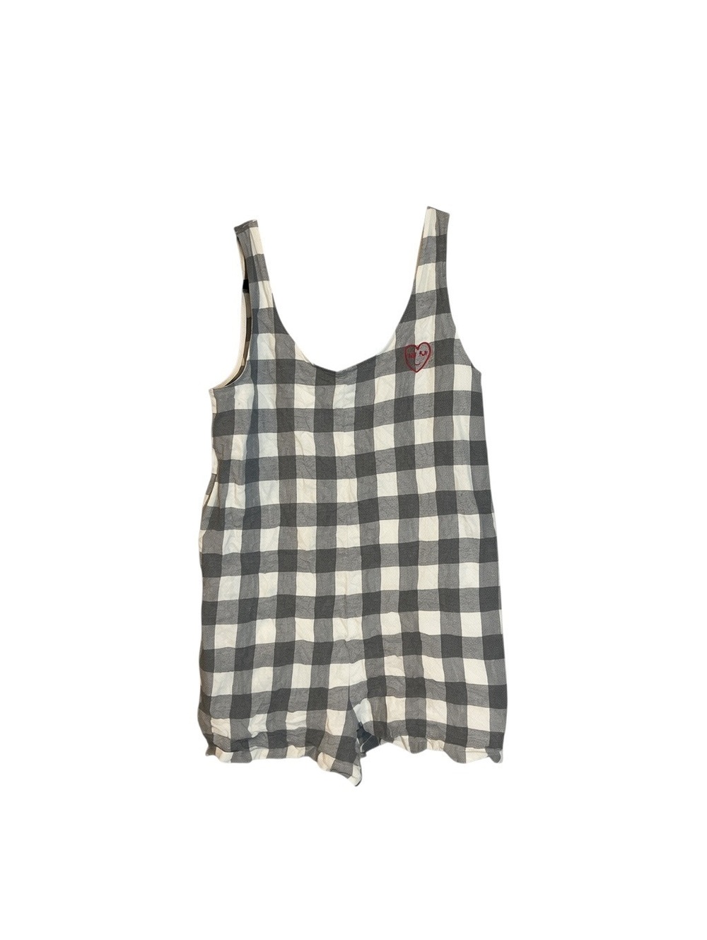 Madewell Gray and White Checkered Cotton Romper Size S